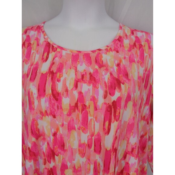 Susan Graver Pink Liquid Knit Asymmetric Hem Top Blouse Plus Size 1X - Picture 5 of 12